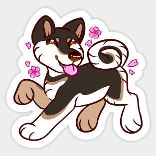 Happy Shibe - Black and Tan Sticker